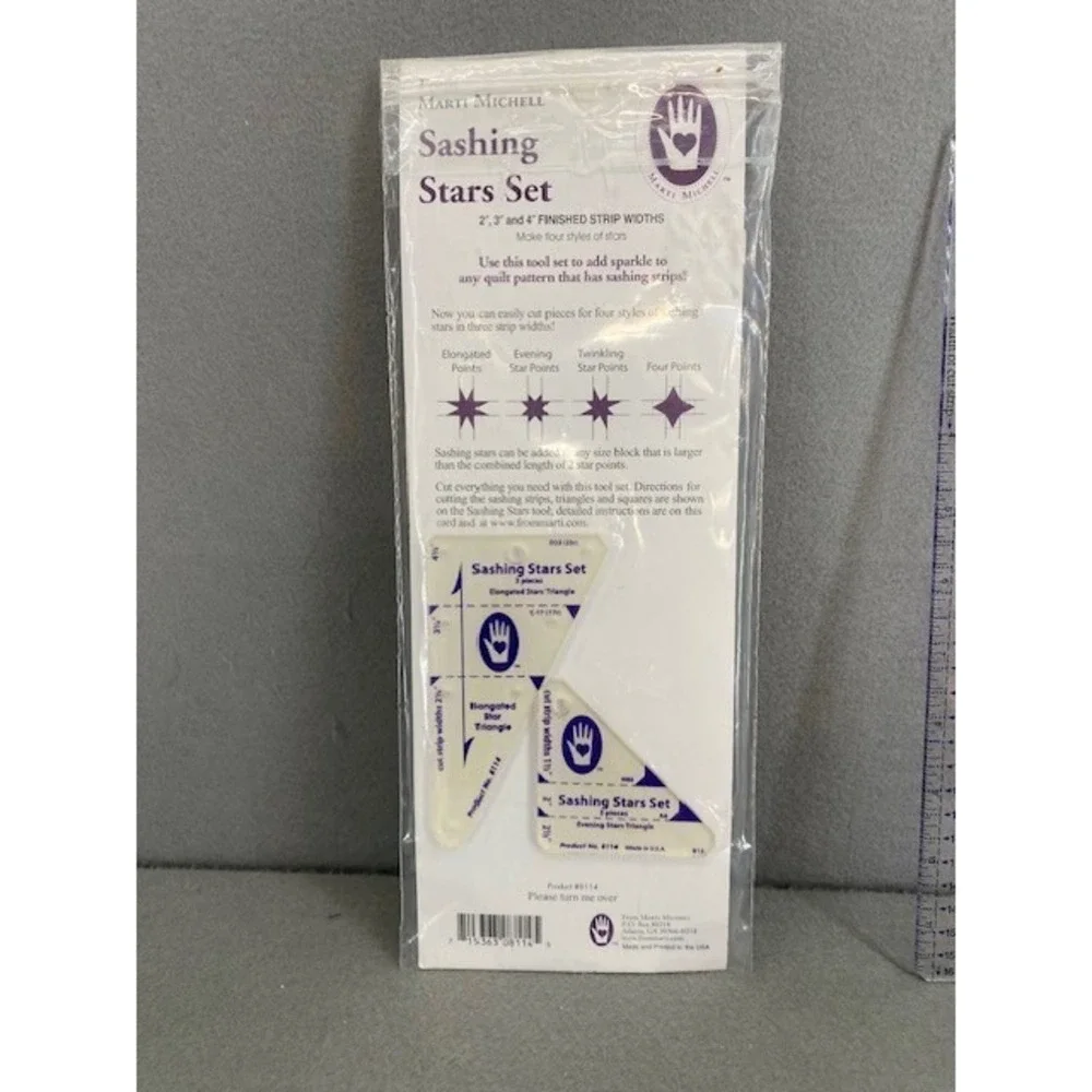 Marti Michell Sashing Stars Set 8114 & Diagonal Set Triangle Ruler 8968 Quilting